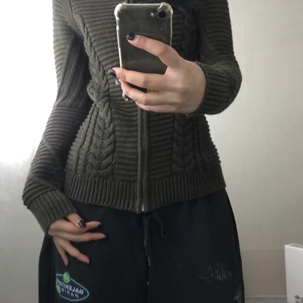 갭 카키 니트집업