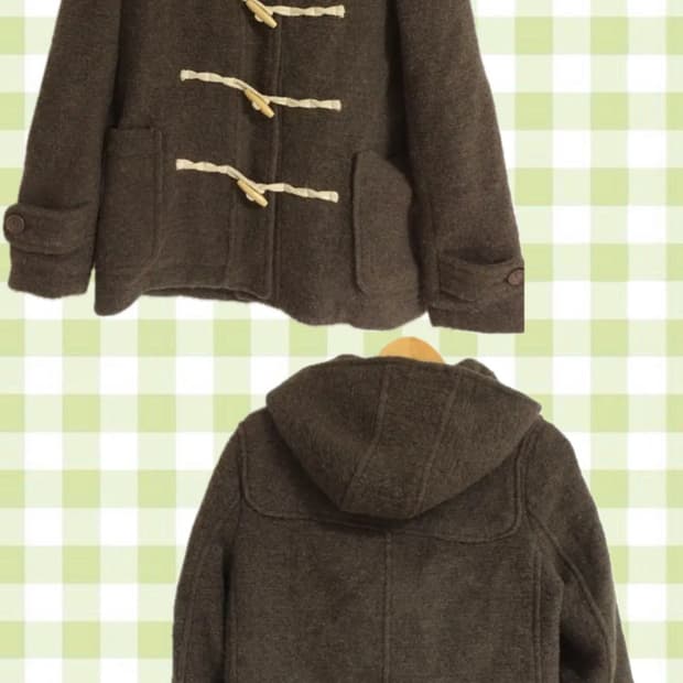 모리걸 빈티지 후드 더플 하프 코트 브라운 떡볶이 코트