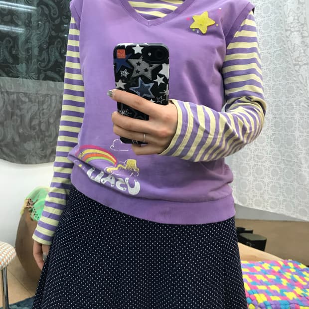 빈티지 스트라이프 롱 슬리브 긴팔 티