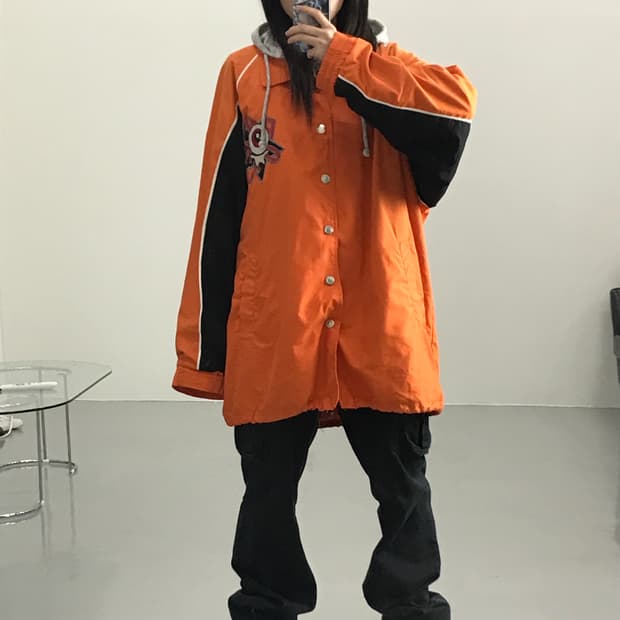 빈티지 오렌지 프린팅 자켓