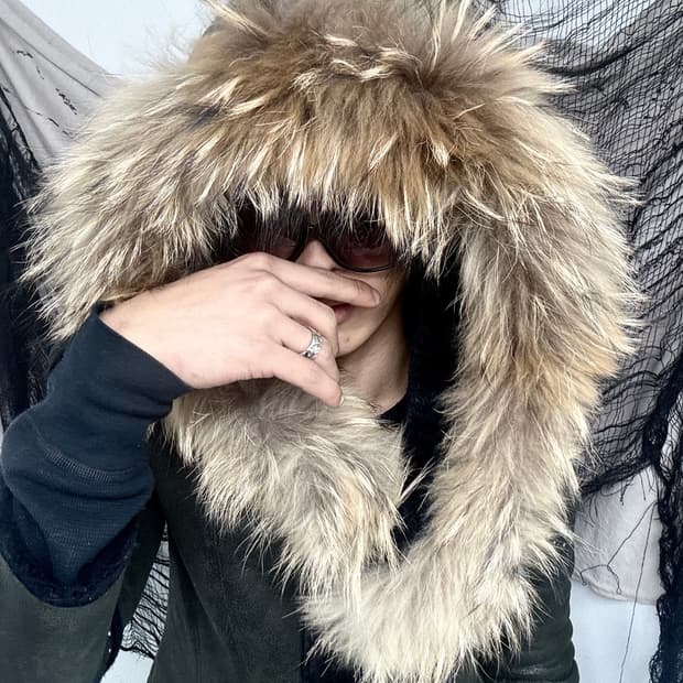 [2000s Rare Egoist] Raccoon Fur Over-Hoo