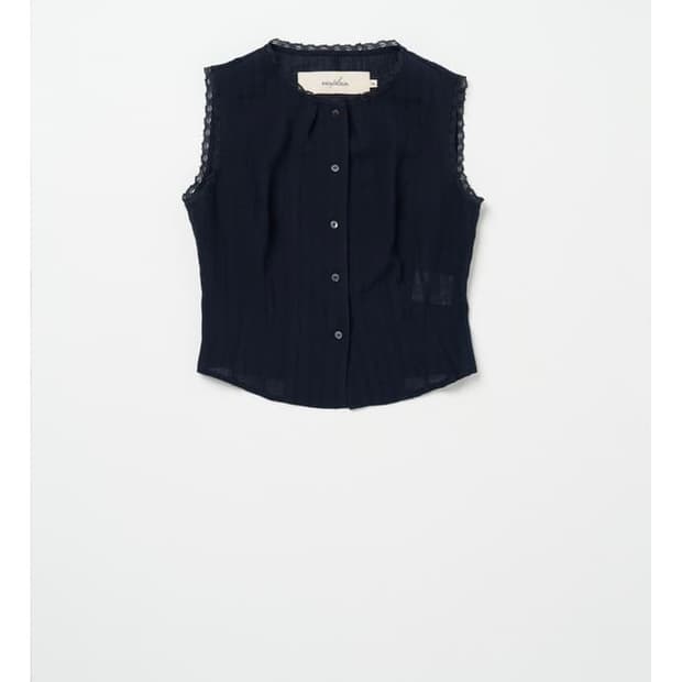 비아플레인 네이비 베스트 via boris button vest navy