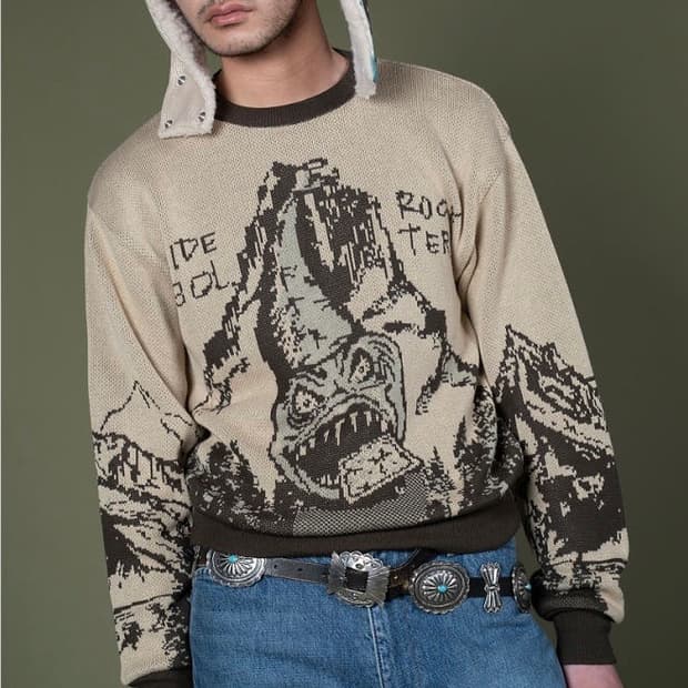 캐피탈 Slide rock bolter 자카드 빈티지 니트