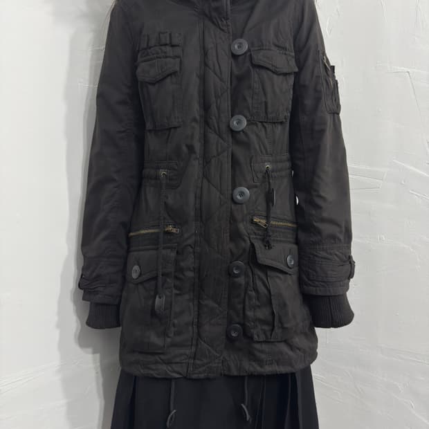 fur hood multi pocket jacket