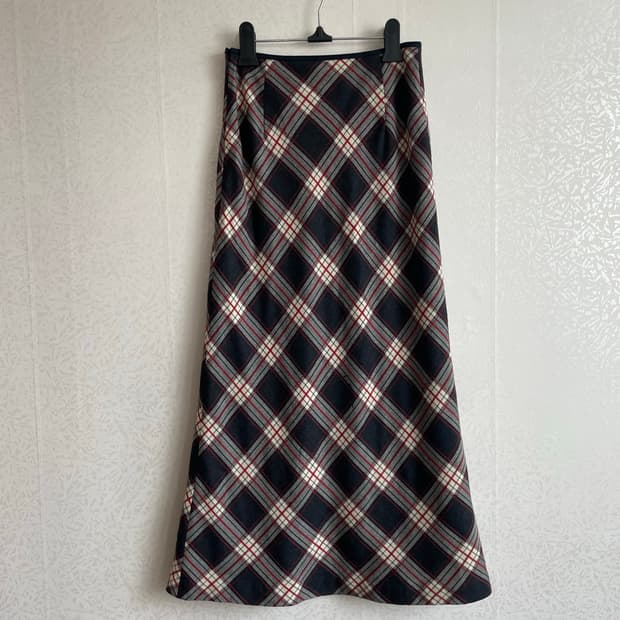 일본 빈티지 체크 롱스커트 55