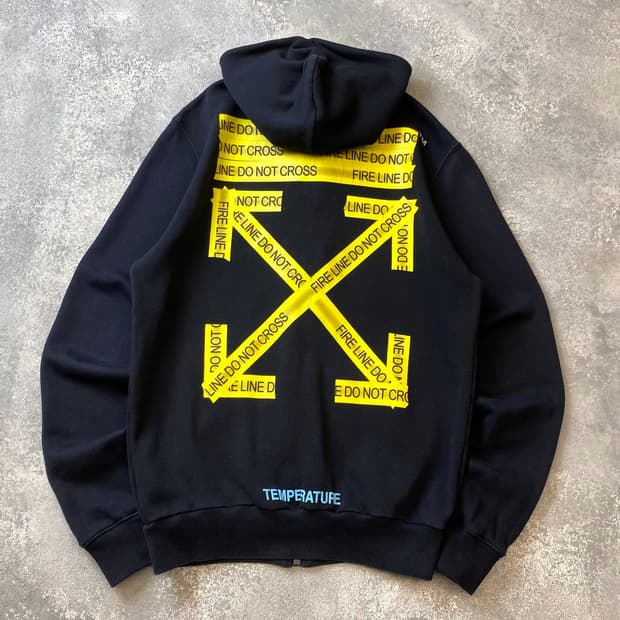 [S] Off White 오프화이트 파이어테이프 애로우 후드집업