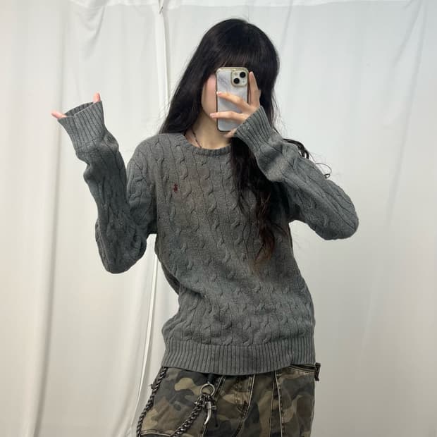 Polo Ralph Lauren grey cable knit