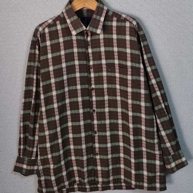 100 (77) 랑방컬렉션 브라운 체크 셔츠 블라우스