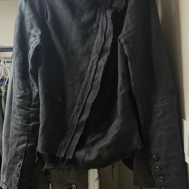 하르테올뎀 Asym Scarf Jacket [BK Linen] 2