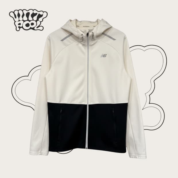 뉴발란스 배색 바람막이 후드집업 L 아이보리