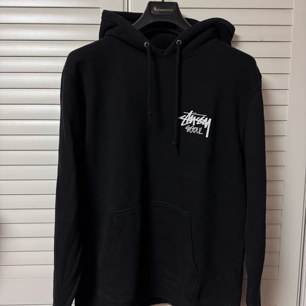 스투시 서울 스탁 후드 블랙 L