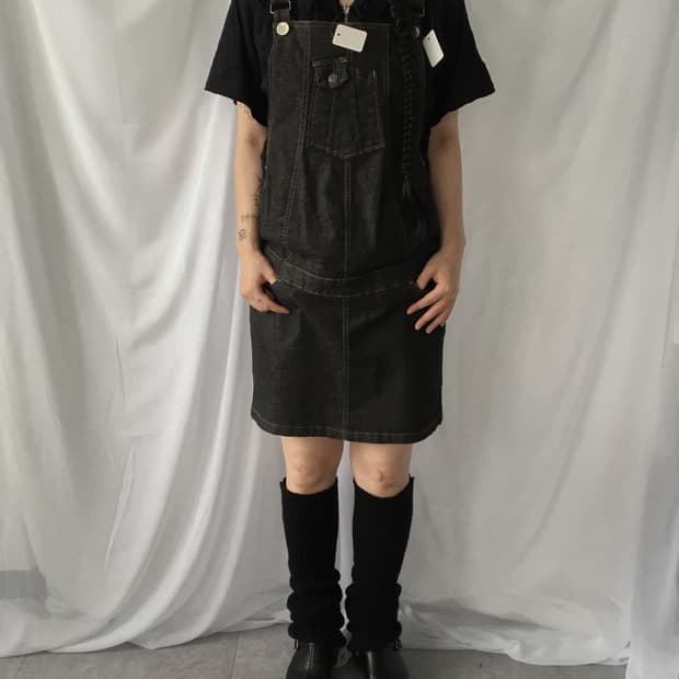Denim suspender onepiece