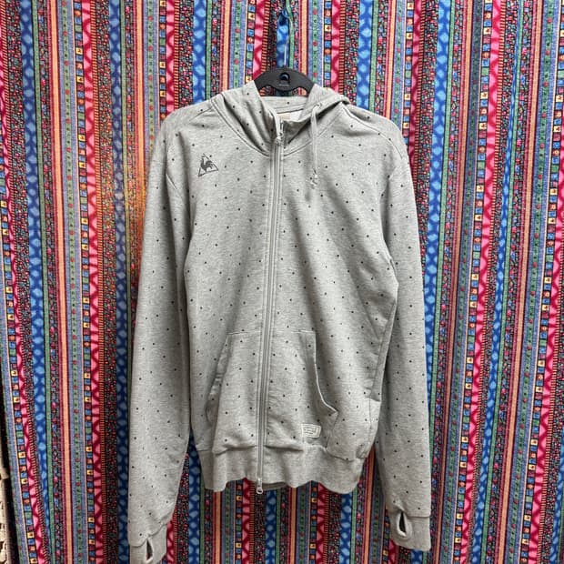 [빈티지] 르꼬끄 그레이 도트 핸드워머 후드집업