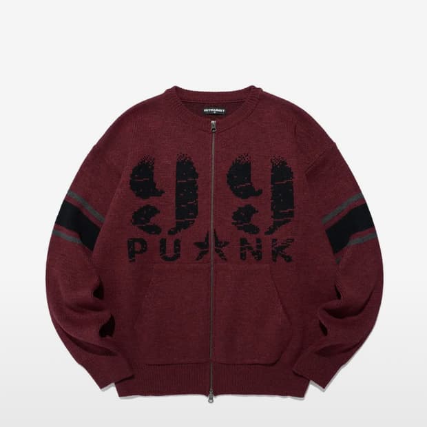 이스트쿤스트 99 펑크 집업 니트 버건디 M