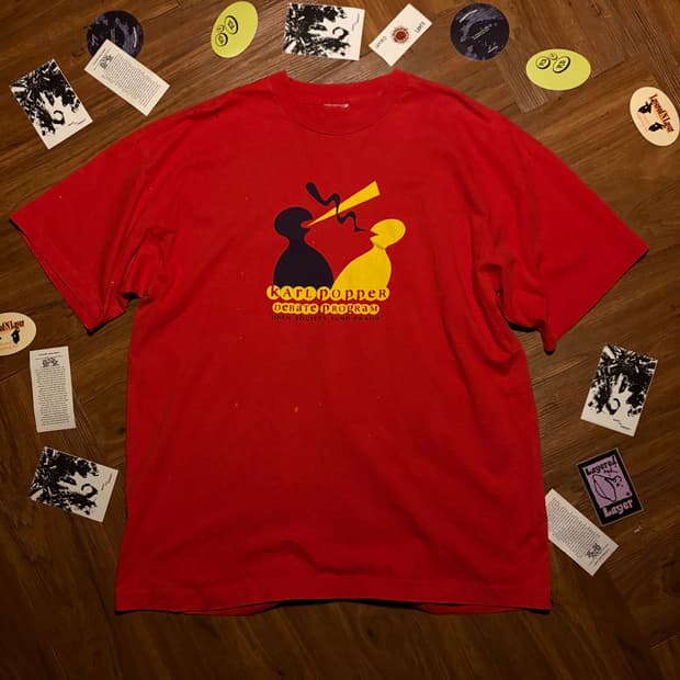 90s Carl popper debate program 싱글스티치 티셔츠