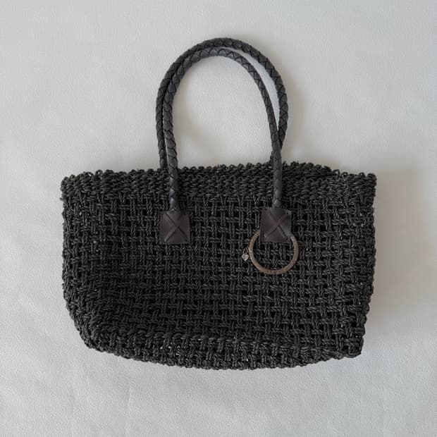 Pre owned 레더핸들 라탄백