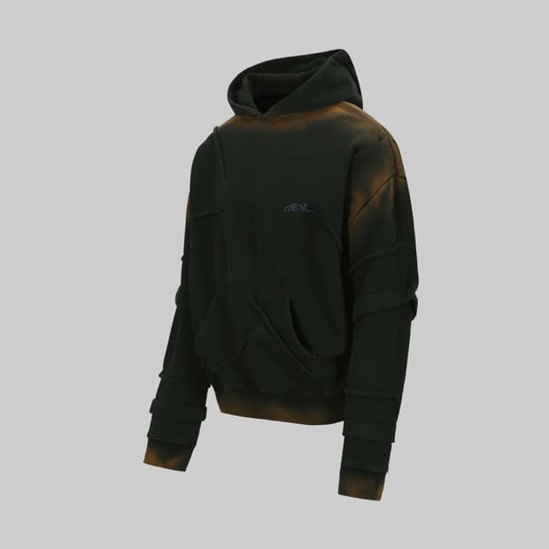 [앤더슨벨] 마드로 그라디언트 후드 블랙 (2XL)