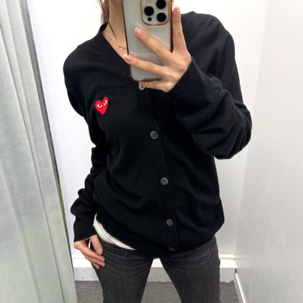 꼼데가르송 플레이 블랙 가디건