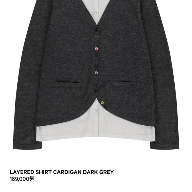 코이세이오 LAYERED SHIRT CARDIGAN DARK GREY