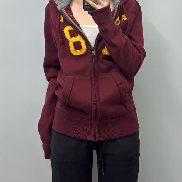 아베크롬비 y2k 와투케 버건디 아방핏 후드집업