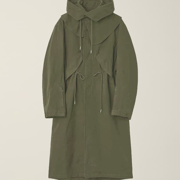 GARMENT DYED CURVED FISHTAIL COAT KHAKI