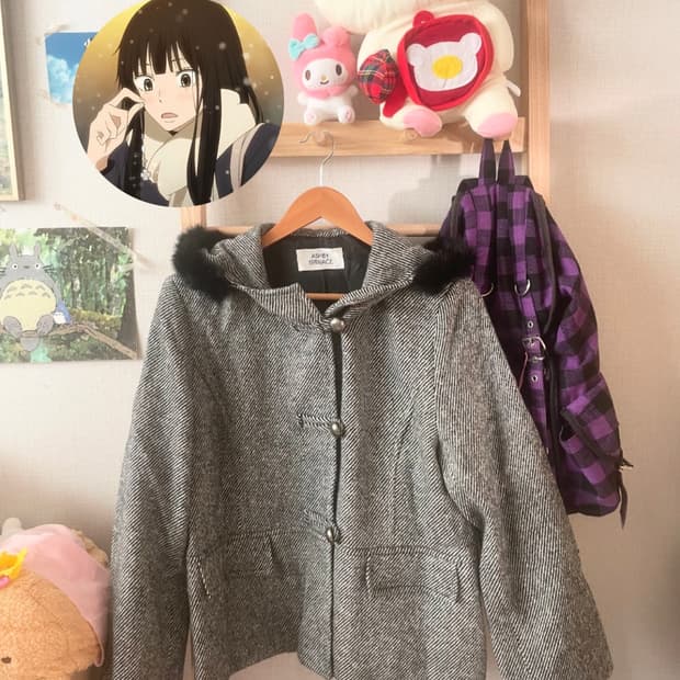 모리걸 빈티지 무채색 사와코 퍼 후드코트🖤🤍