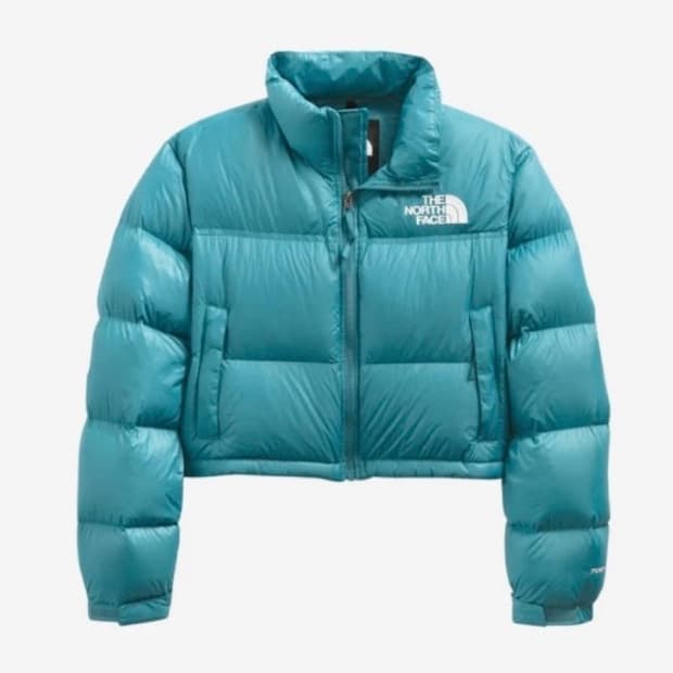 노스페이스 눕시 700 스톰블루 해외판 크롭 숏패딩