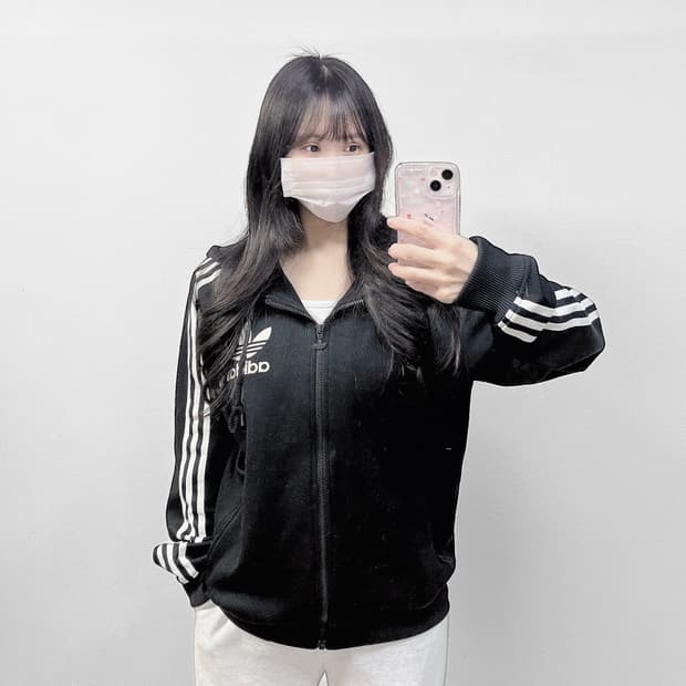 아디다스 트레포일 로고 후드 플락 후드집업 블랙