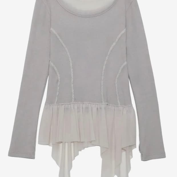 플레이업 레이어드 프릴 롱슬리브 그레이