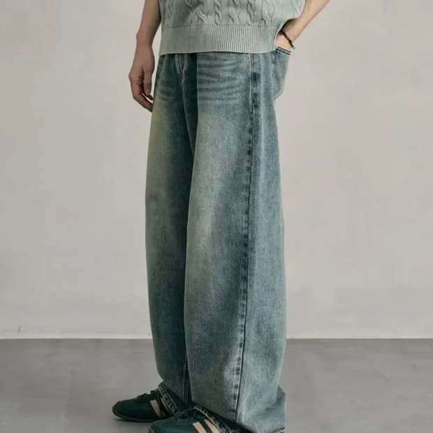 데케트 Tin Washed Wide Jeans (러스트그린) 32