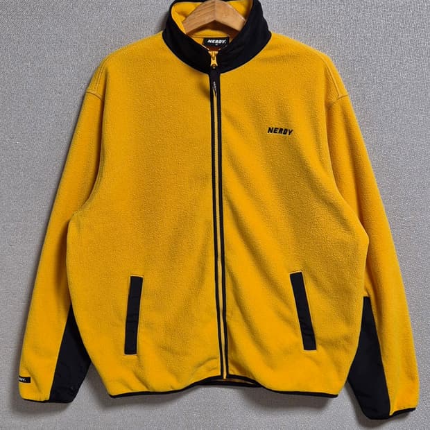 오버핏 M ) 널디 옐로우 후리스 플리스 집업