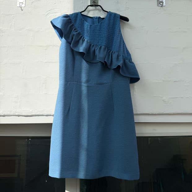 Sandro 산드로 러플 시스 드레스 블루 3