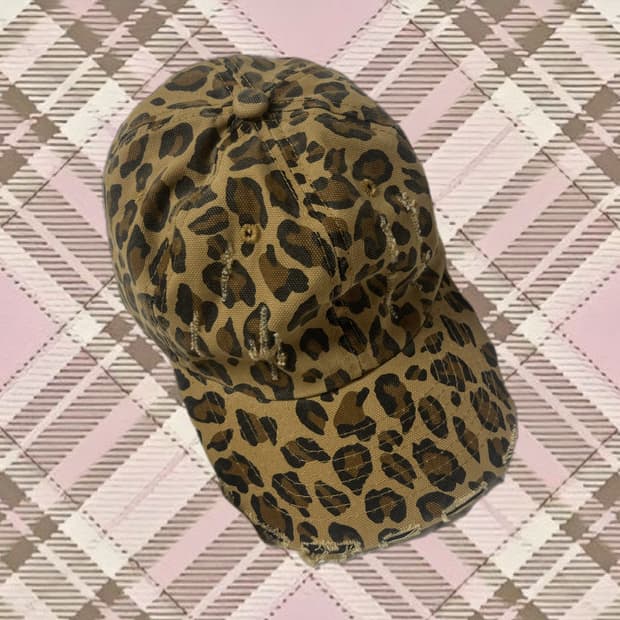 갸루 호피 브라운 모자 VTG 새상품