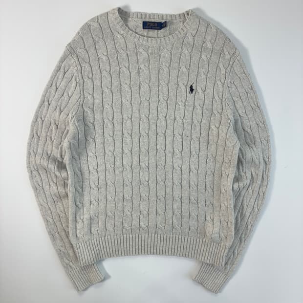 Polo 폴로 랄프로렌 오트 그레이 케이블 라운드 니트