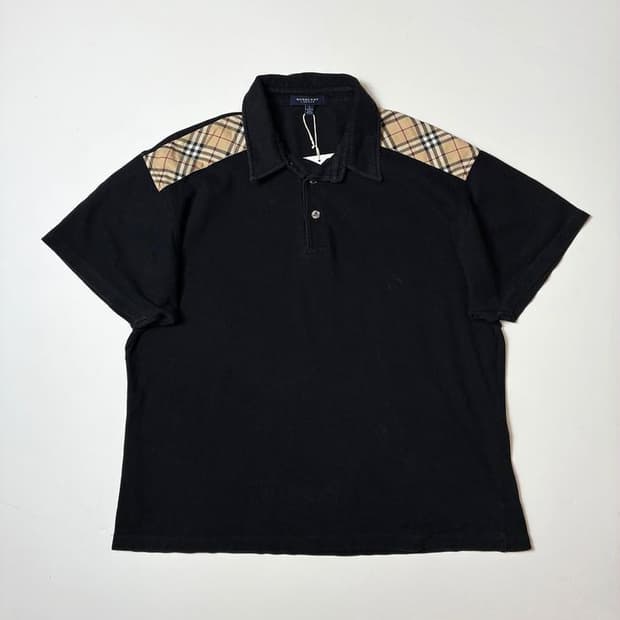 버버리 체크 칼라 코튼 폴로 반팔 티셔츠 PN9496