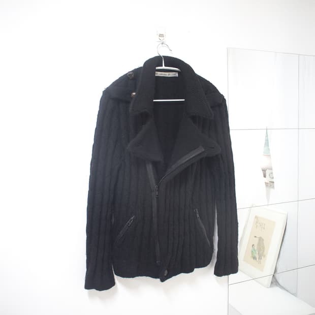wool knit biker jacket