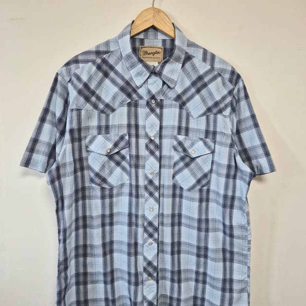 랭글러Wrangler 체크 웨스턴 반팔 셔츠 XL사이즈 - S327