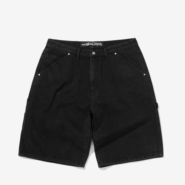 CARPENTER DENIM SHORTS [BLACK] 스웨이드 바지