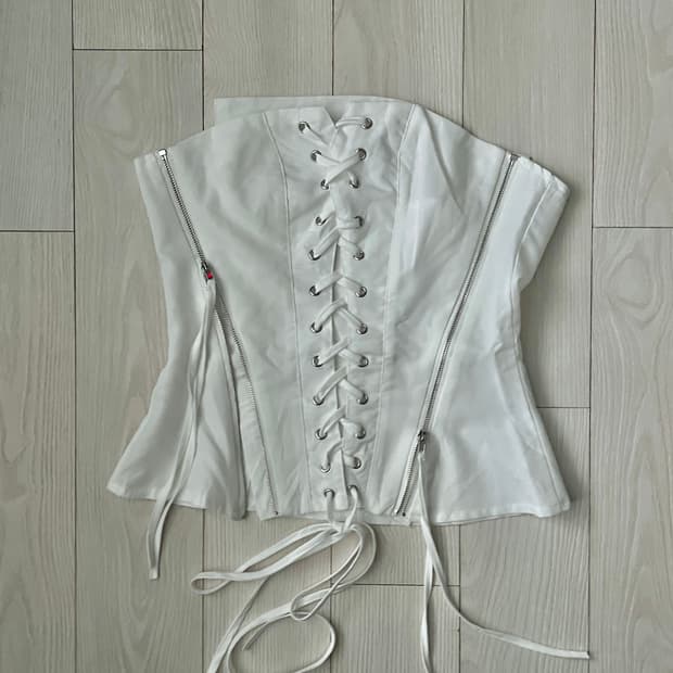 white zip-up corset