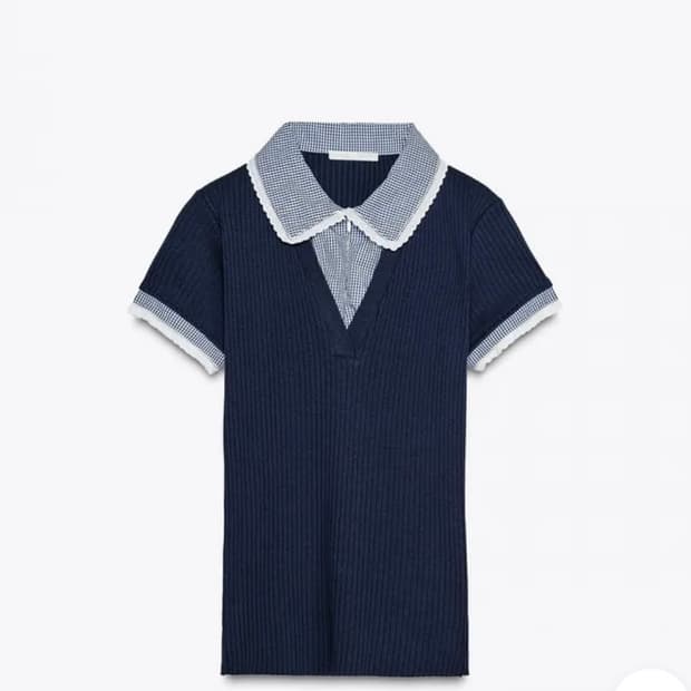 자라 피터팬 칼라 골지 티셔츠