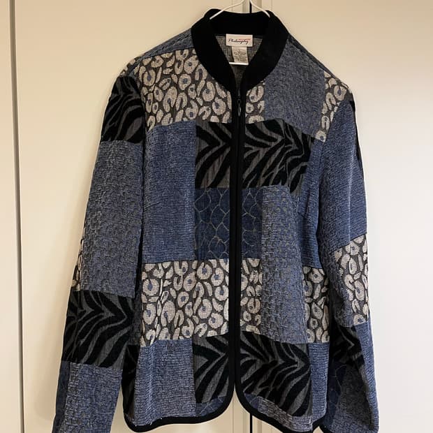 빈티지 패치워크 집업 자켓