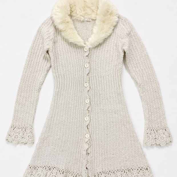 L'est rose 페미닌 퍼카라 니트 가디건 (울 혼방)