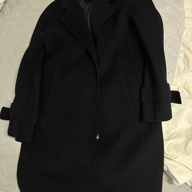 zooc 여성 핸드메이드 블랙 롱코트 울코트 울 캐시미어 55