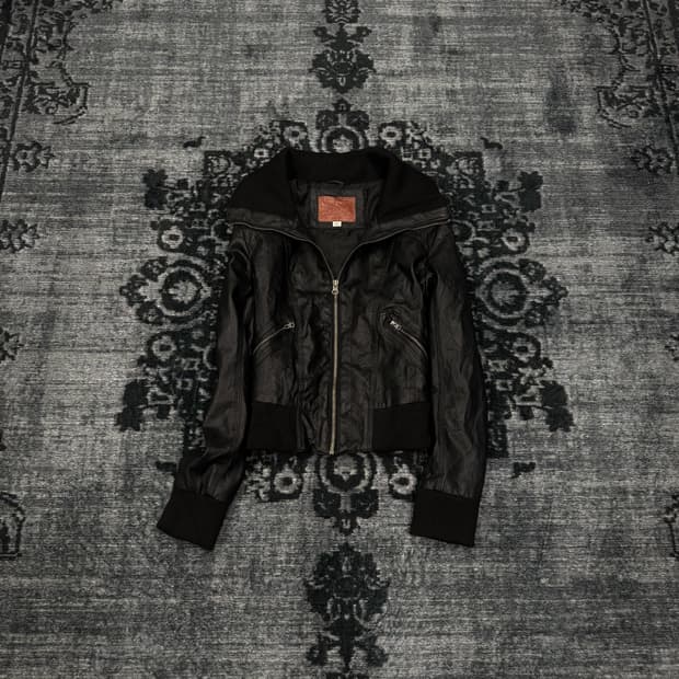 Miss london high neck faux leather jacke