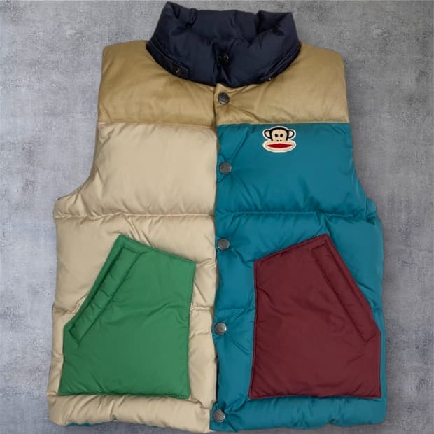 폴프랭크 Paul frank 멀티컬러 구스다운 패딩 조끼 S(90)