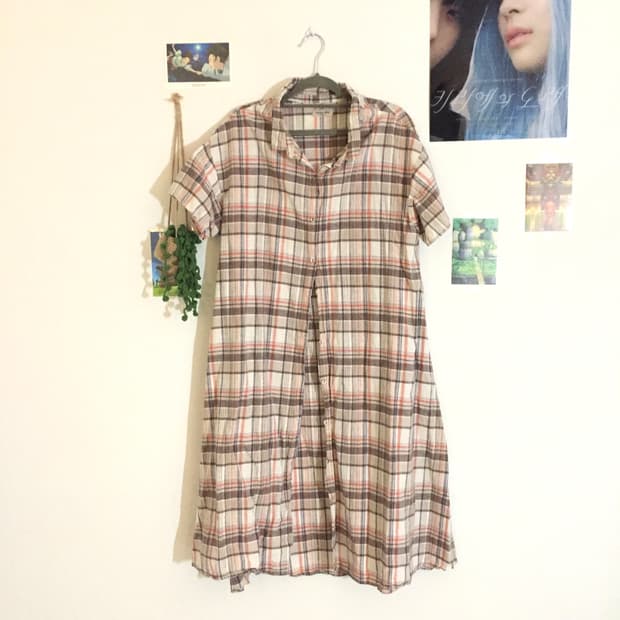 사만사모스 지구샵 체크 반팔 원피스