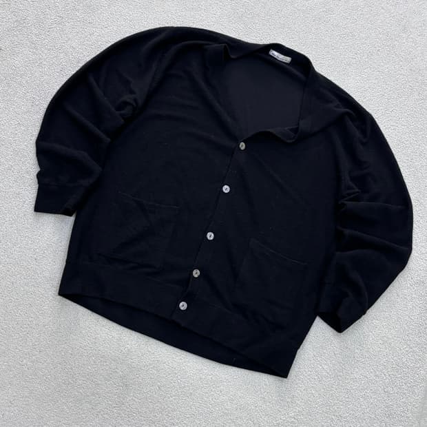 3XL 넬 남성 블랙 브이넥 가디건 0702E2