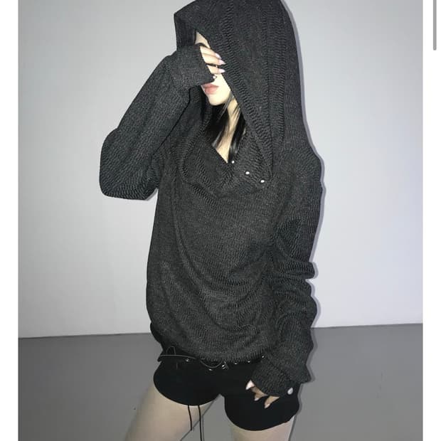 디에어타운 다크그레이 viscose hoodie