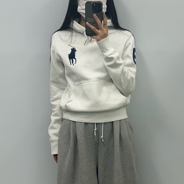 폴로 랄프로렌 빅포니 화이트 후드티 