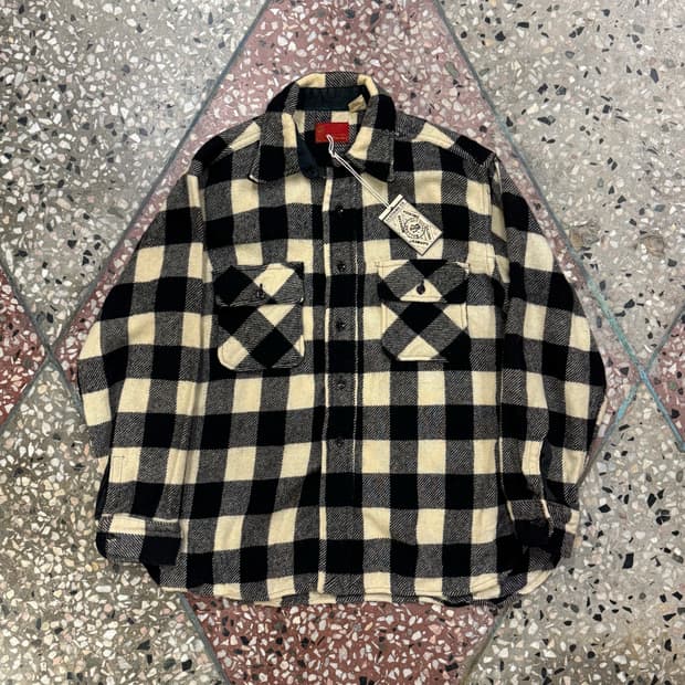 70s Sears Kings Road 울 플란넬 셔츠 (XL)